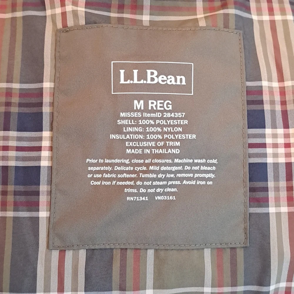 L.L.Bean Womens Classic Preppy Quilted Olive Green Field/Utility Vest Zip/Snap M